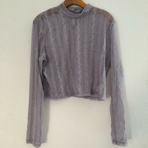 Lavender purple Lace Crop Top